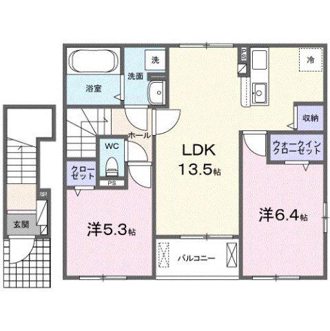 サニアベル(2LDK/2階)の間取り写真