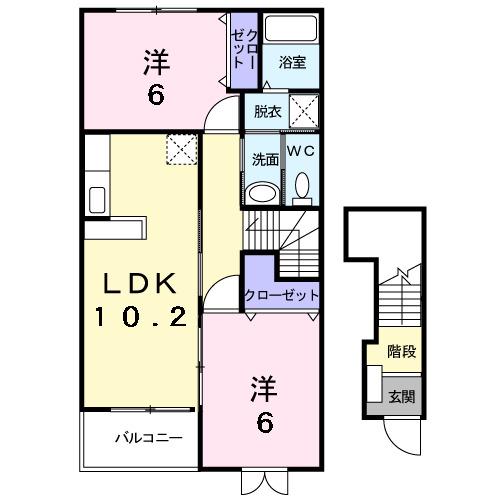 ノース リバー(2LDK/2階)の間取り写真