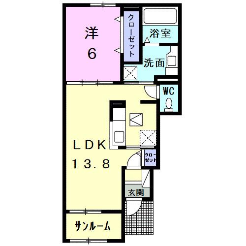 サクラ平Ⅰ(1LDK/1階)の間取り写真