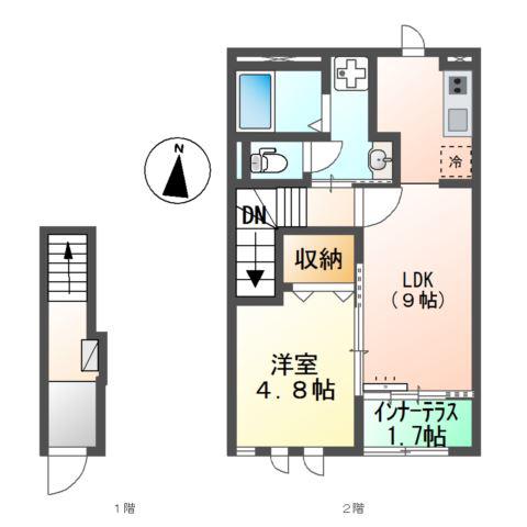 EPIPHANY(1LDK/2階)の間取り写真