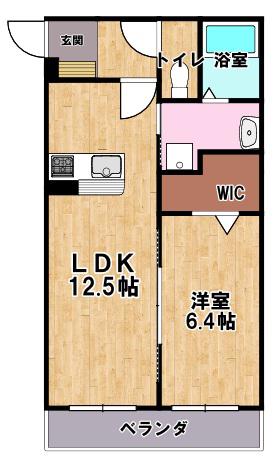 フリーガーデン(1LDK/1階)の間取り写真