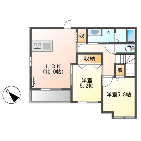 SOLEIL LEVANTⅠ (2LDK/2階)の間取り写真