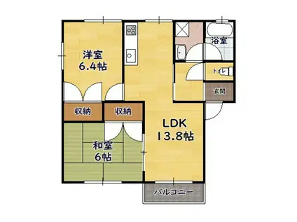 サンシャイン山東(2LDK/2階)の間取り写真