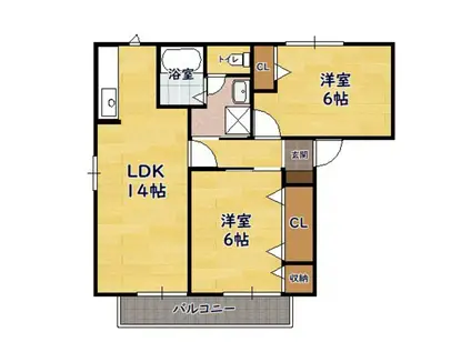 シャーメゾンコンモール(2LDK/2階)の間取り写真