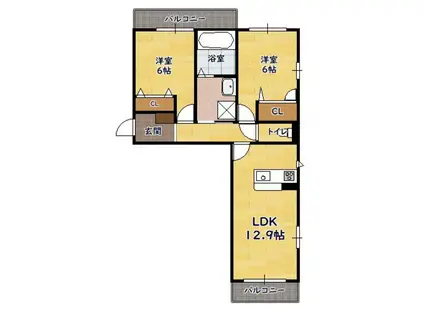 ダイフステージ(2LDK/3階)の間取り写真