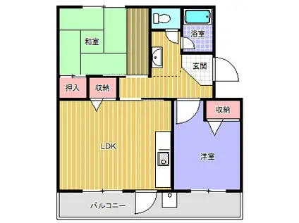 梅が丘マンション(2LDK/4階)の間取り写真