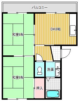 ピープルK(2DK/1階)の間取り写真