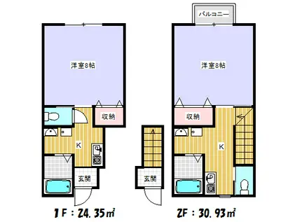 M・Bマンション(1K/1階)の間取り写真