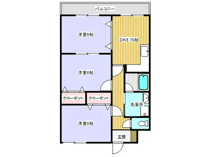 ヴィラ梅ノ井(3DK/4階)の間取り写真