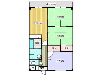 ベルウッド(3DK/3階)の間取り写真