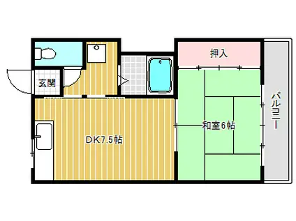 ハイネスグリーン山(1DK/2階)の間取り写真