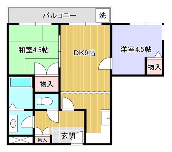 生出マンション(2DK/3階)の間取り写真