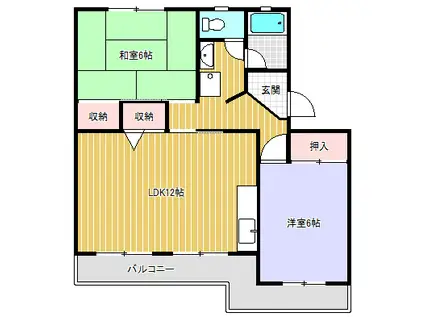 辻ハイツⅡ(2LDK/4階)の間取り写真