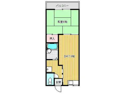 ハイネスグリーン貴生川(1DK/2階)の間取り写真