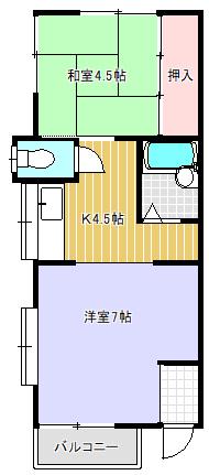 ルミエール広野(2K/1階)の間取り写真