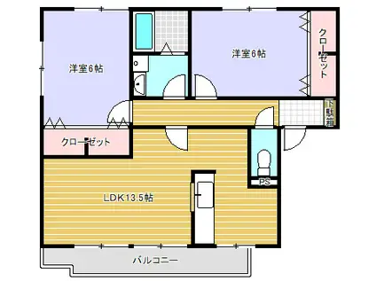 ドリームスクエア E棟(2LDK/1階)の間取り写真