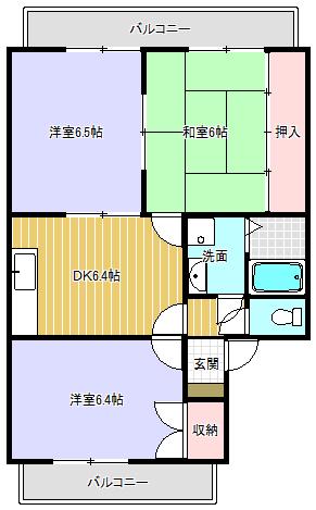 ヒューマンハイム貴生川(3DK/3階)の間取り写真
