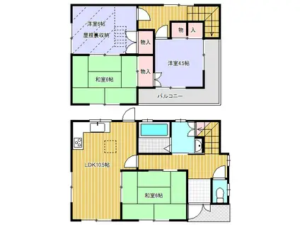 草津線 寺庄駅 徒歩15分 2階建 築35年(4LDK)の間取り写真