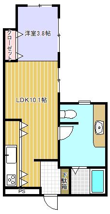 コーポERI(1LDK/1階)の間取り写真