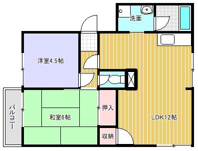 メゾンベゴワードB棟(2LDK/2階)の間取り写真