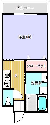 グローブタカマツ(1K/2階)の間取り写真