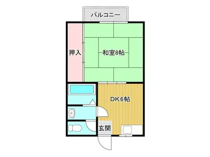 近江鉄道本線 日野駅(滋賀) 徒歩61分 2階建 築36年(1DK/1階)の間取り写真