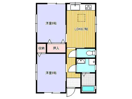 近江鉄道本線 朝日野駅 徒歩40分 1階建 築25年(2DK)の間取り写真