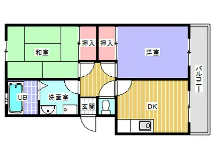 近江鉄道本線 水口駅 徒歩17分 3階建 築35年(2DK/3階)の間取り写真