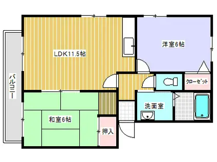 草津線 三雲駅 徒歩31分 2階建 築26年(2LDK/2階)の間取り写真