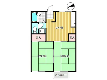 グリーンハイツ(2DK/2階)の間取り写真