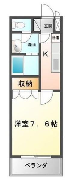 草津線 寺庄駅 徒歩6分 2階建 築18年(1K/2階)の間取り写真