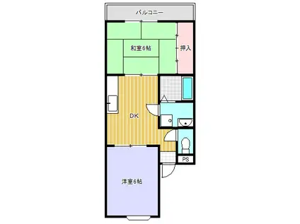 ファミールヤマザキ(2DK/2階)の間取り写真