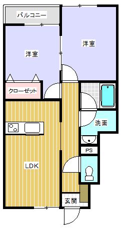 サンモール泉(2LDK/1階)の間取り写真