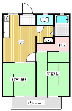 ルネプリンス(2DK/1階)の間取り写真