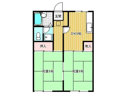 藤井ハイツ(2DK/2階)の間取り写真
