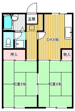 藤井ハイツ(2DK/2階)の間取り写真