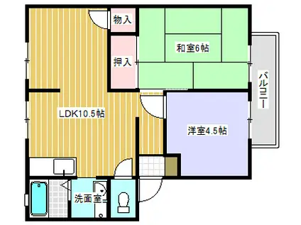 名瀬ハイム(2LDK/2階)の間取り写真