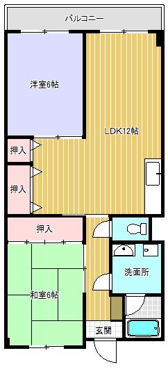 VILLAGE VALLAY石部(2LDK/1階)の間取り写真