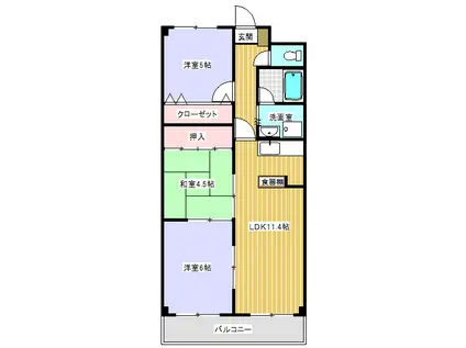 ヒルサイド名坂(3LDK/1階)の間取り写真