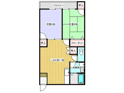 近江鉄道本線 水口駅 徒歩1分 2階建 築25年(2LDK/2階)の間取り写真