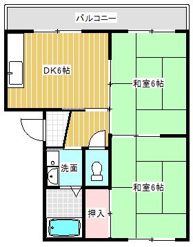 ピープルK(2DK/2階)の間取り写真
