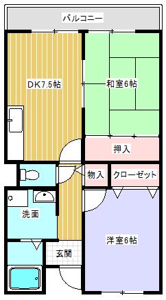 サンセールイマムラ(2DK/4階)の間取り写真