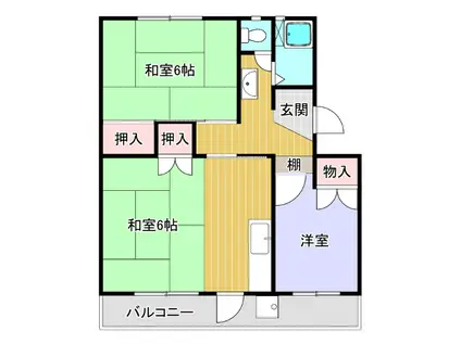 梅が丘マンション(3K/4階)の間取り写真