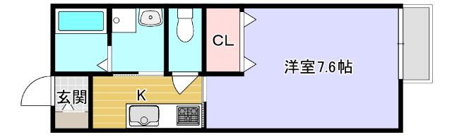 AXIA COURT(1K/2階)の間取り写真