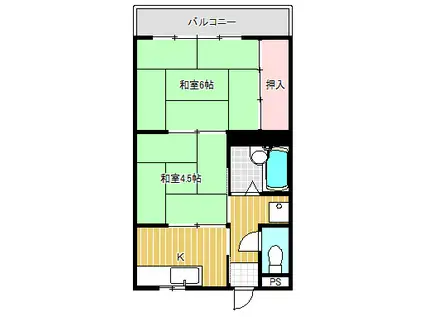 ハイネスグリーン名坂(2K/1階)の間取り写真