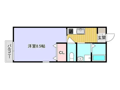 フォアール市子殿(1K/1階)の間取り写真