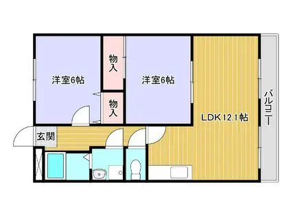 エクセルⅡ(2LDK/3階)の間取り写真