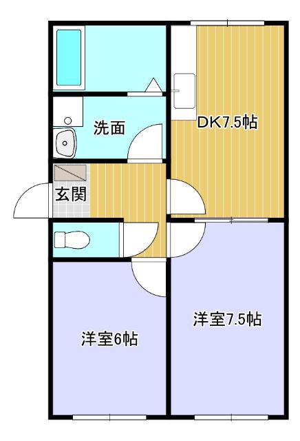コスモスハウスⅡ(2DK/2階)の間取り写真
