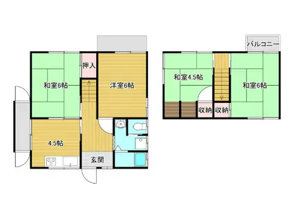 草津線 貴生川駅 徒歩19分 2階建 築52年(4K)の間取り写真