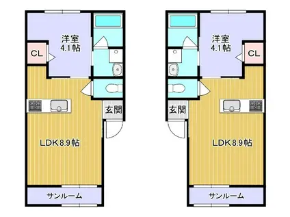 CAネオシャンティ(1LDK/1階)の間取り写真